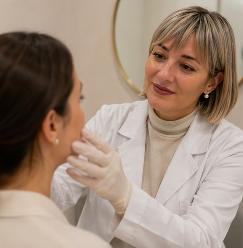 Dra. Alba González Redondo realizando un tratamiento de medicina estética